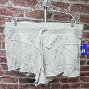 JoyLab Grey Fleece Shorts XXL High Rise French Terry Relaxed Fit Drawstring